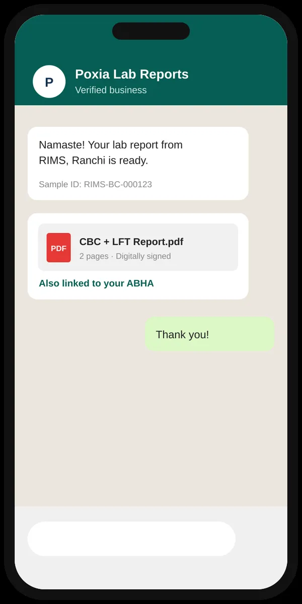 Signed report delivered on WhatsApp