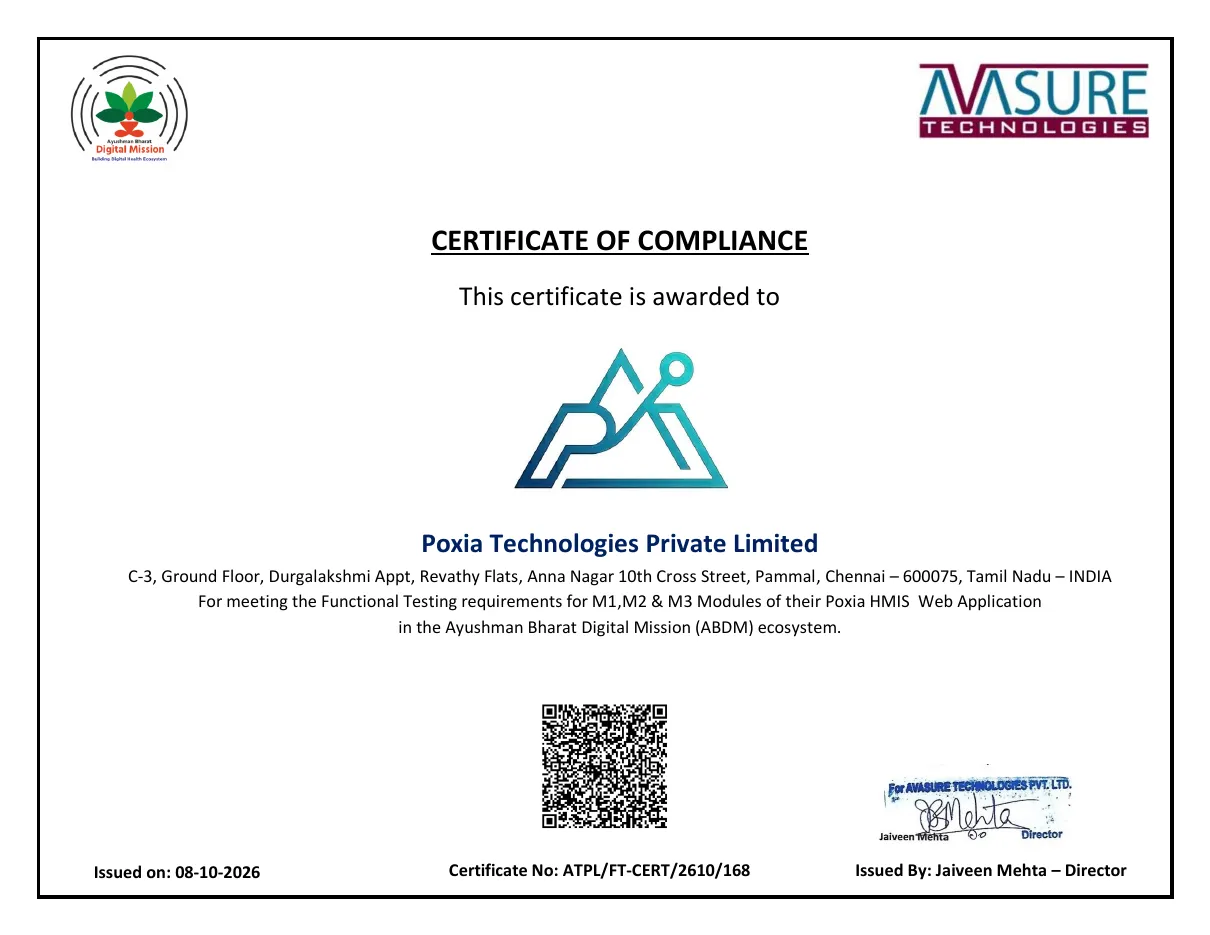 ABDM functional testing certificate