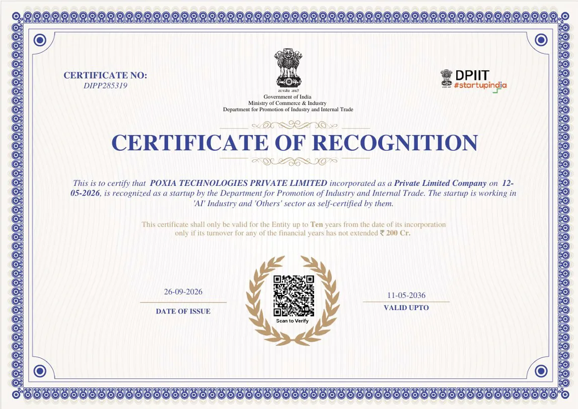 DPIIT Startup India certificate